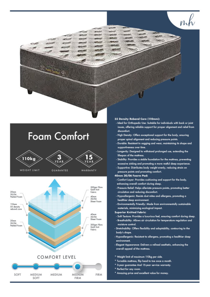 Foam comfort bed
